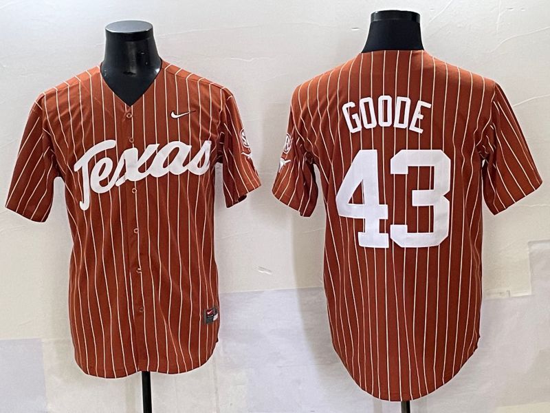 Men 2025 Texas Longhorns #43 Goode Brown stripe Joint Name Nike NCAA Jersey style 1